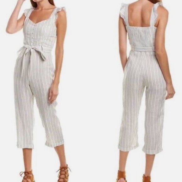 Revolve Ruffle Sleeve Striped Jumpsuit - Picture 1 of 5